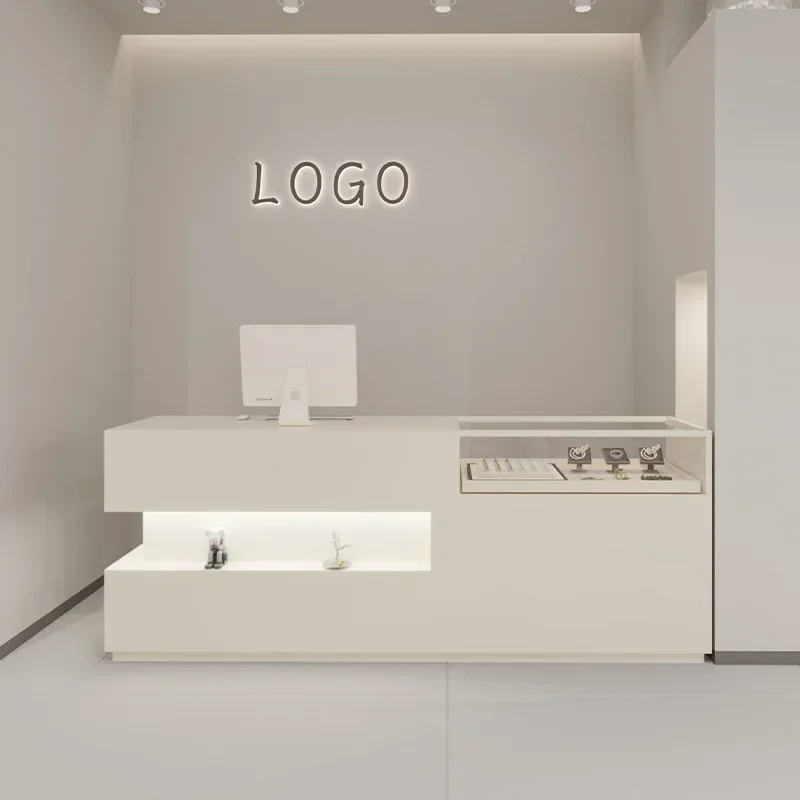 Beauty Salon Reception Desks Counter Wood Register Office Modern Reception Desks Bar Comptoir De Caisse Boutique Bar Furniture