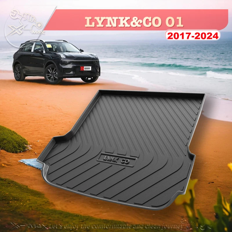 

For LYNK&CO 01 EM-F Halo PHEV 2017-2024 Custom Fit Car Trunk Mat All Season Black Cargo Mat 3D Shaped Laser Measured Trunk Liner