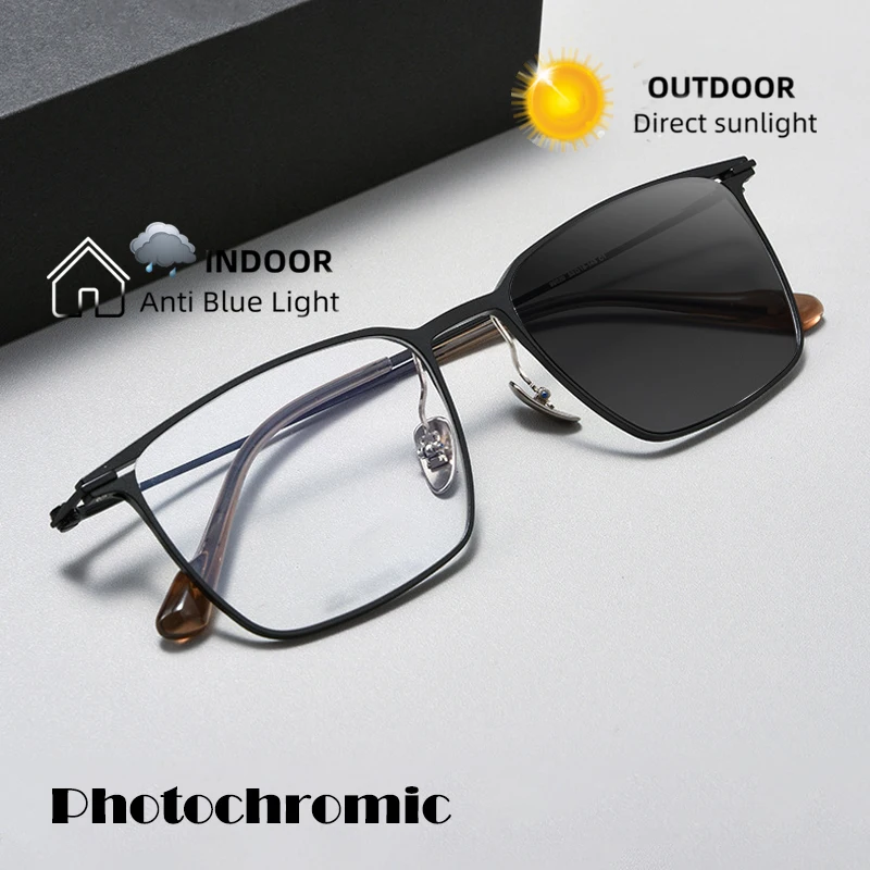 Aerospace-grade Commercial Pure Titanium Frame Prescription Glasses Photochromic Anti Blue Light Presbyopic Short Sight Eyewear - Image 3