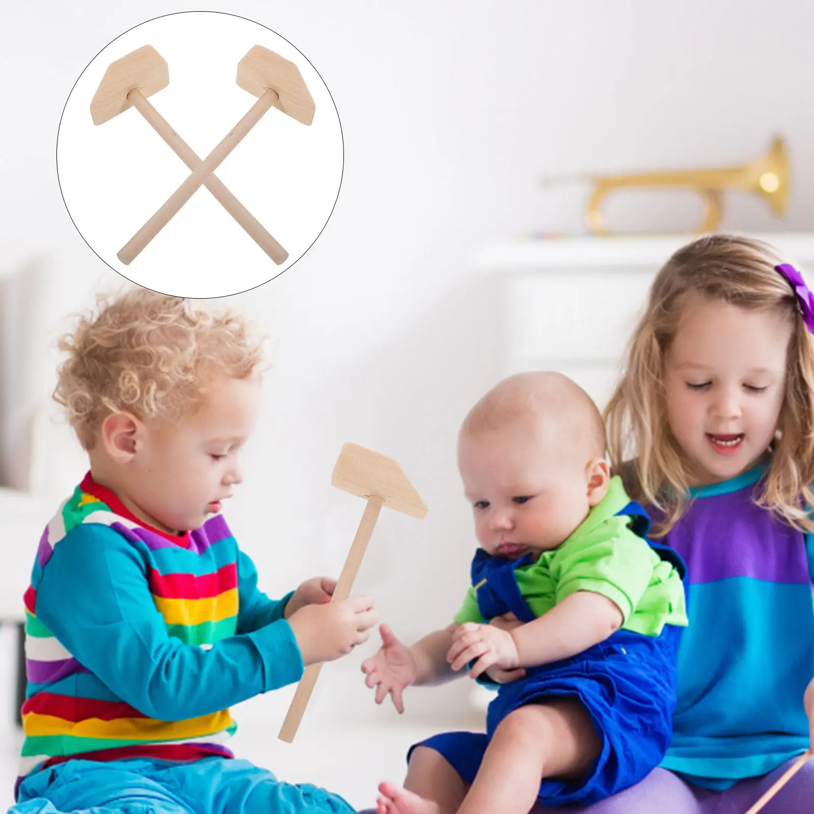 

10Pcs Small Wooden Mallets Mini Wood Hammers Compact Hammering Exercise Muscle Development Classroom Training Tool