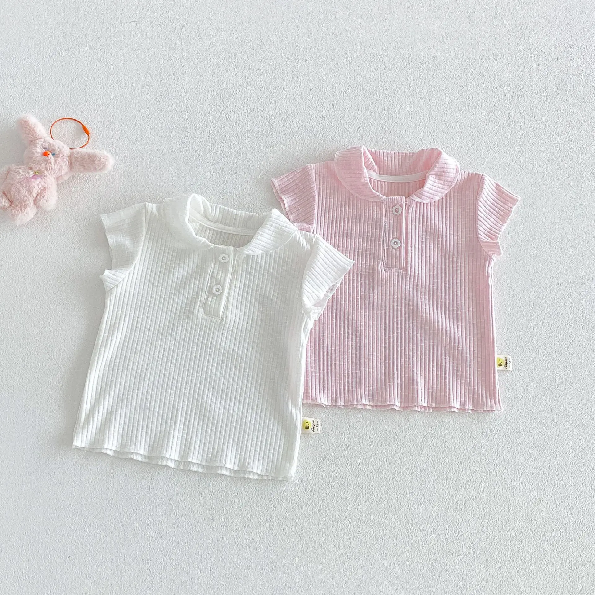 Baby Collar Short Sleeved White Western-style T-shirt for Women, Made of Cotton, Comfortable, Breathable and Versatile