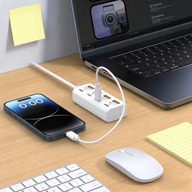 8-in-1 USB Hub Fast Charging Power Strip USB to 4 USB + 4 Type-C 25W Hub, Multi-port Fast Charging view 5