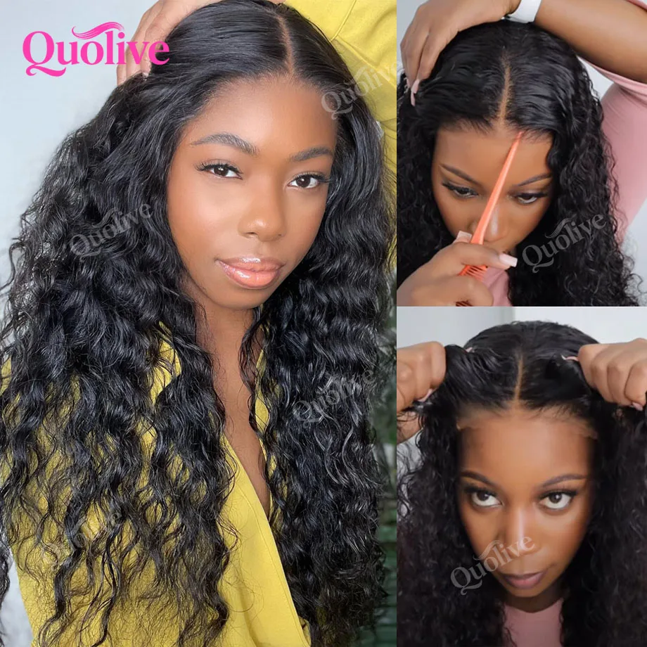 Glueless Wigs Human Hair Wear And Go Pre Cut 4x4 5x5 Hd Lace Closure Wig Deep Wave Curly Human Hair Wig Brazilian Water Wave Wig image 2