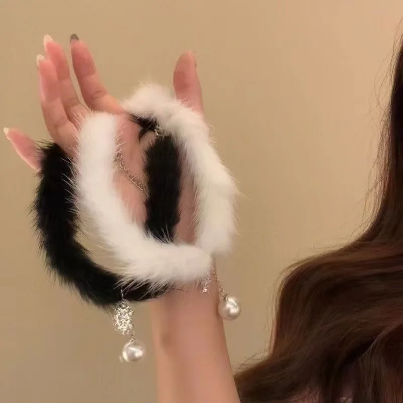 Frauen Sexy Schneeflocke Perle Flauschigen Halskette Halsband Plüsch Samt Schlüsselbein Kette Schlüsselbein Colliers Party Club Mode Schmuck