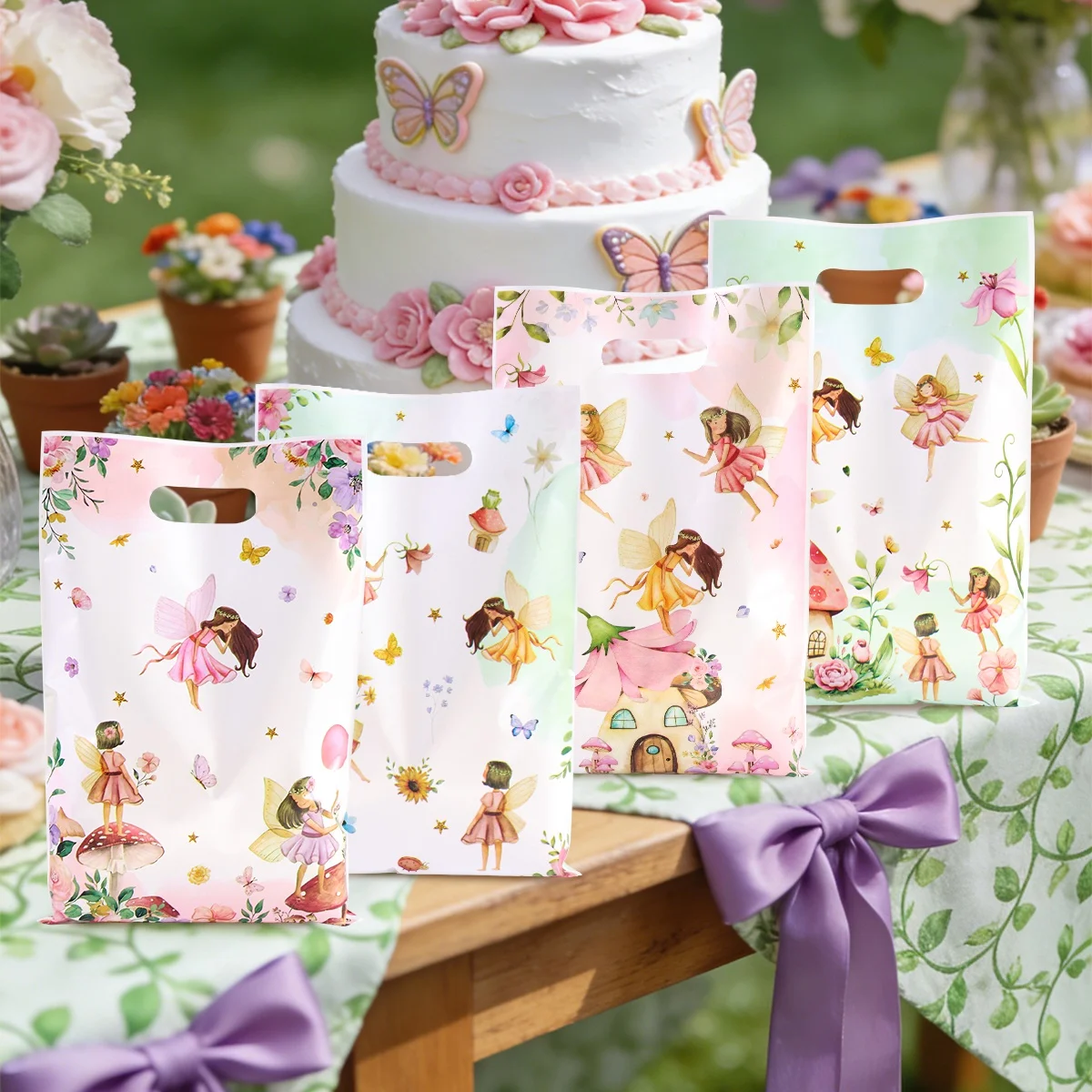 10/20/50 Stück Blumenfee Süßigkeiten Geschenktüten Blumen Schmetterling Tragetaschen für Hochzeit Geburtstag Frühling Partybevorzugung Zubehör Urlaub DIY – Detail 6