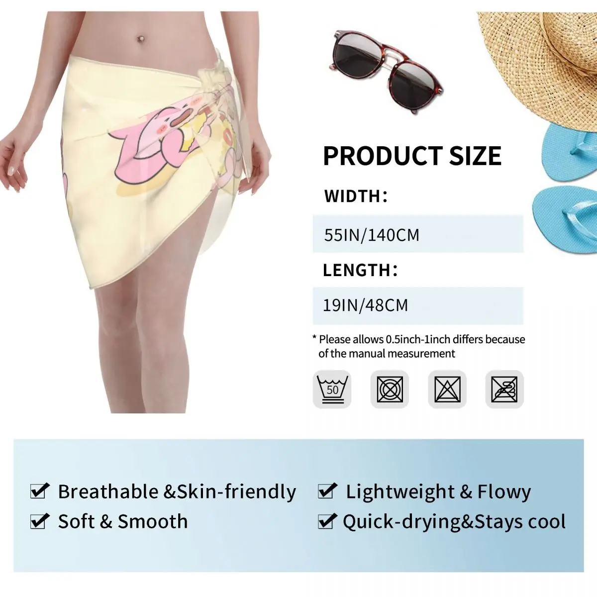 사용자 정의 만화 A-Asamimichans 비치 비키니 랩 시스루 비키니 비치 드레스 짧은 치마 쉬폰 스카프 커버 여성용