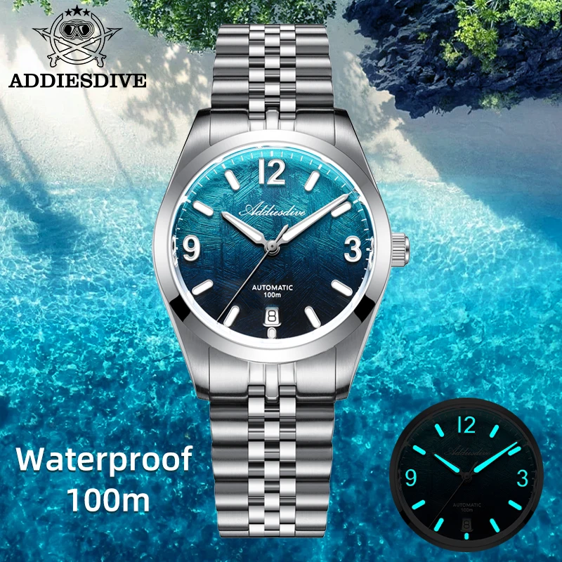 

ADDIESDIVE New 39mm Automatic Watch Men Japan 8215 Mechanical Sapphire AR Coated Glass BGW9 Luminous Waterproof 100m Dive Watch