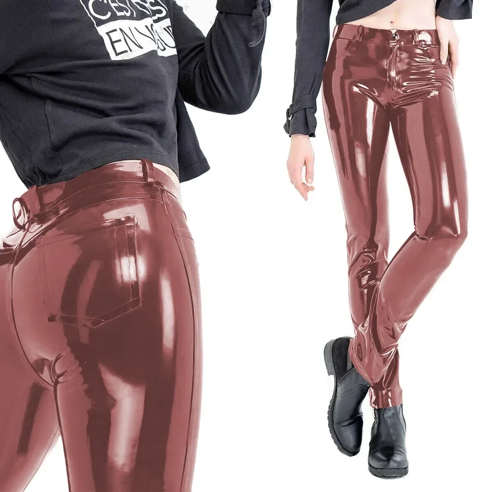 Fashion Women’s Slim Fit Pencil Pants Wetlook PVC Leather Long Pants High Waisted Back Pockets Capris Streetwear Women Clothing 2 Fashion Women's Slim Fit Pencil Pants Wetlook PVC Leather Long Pants High Waisted Back Pockets Capris Streetwear Women Clothing 2