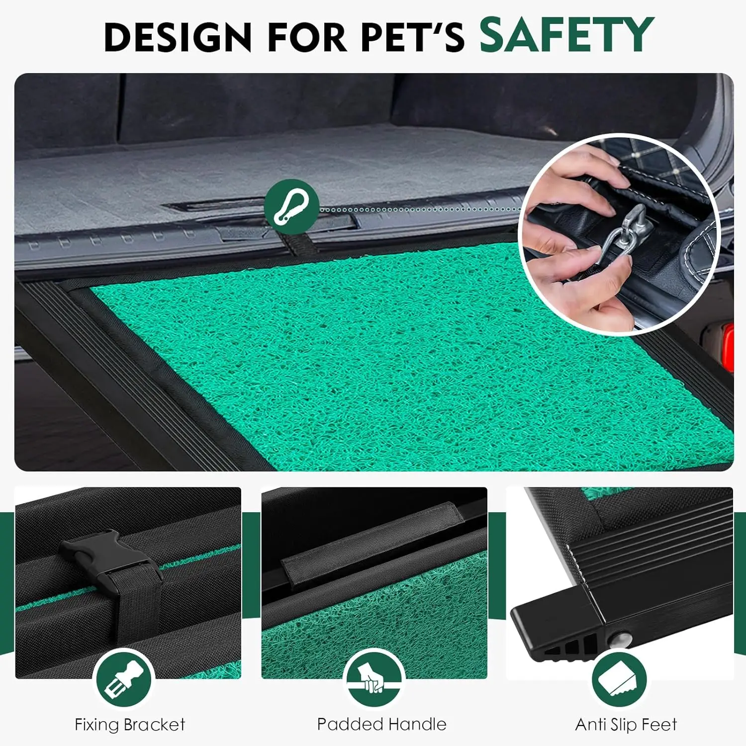 Rampa de carro para cães grandes de até 250 libras, superfície dobrável e antiderrapante, ideal para carros, SUVs, caminhões e degraus ao ar livre