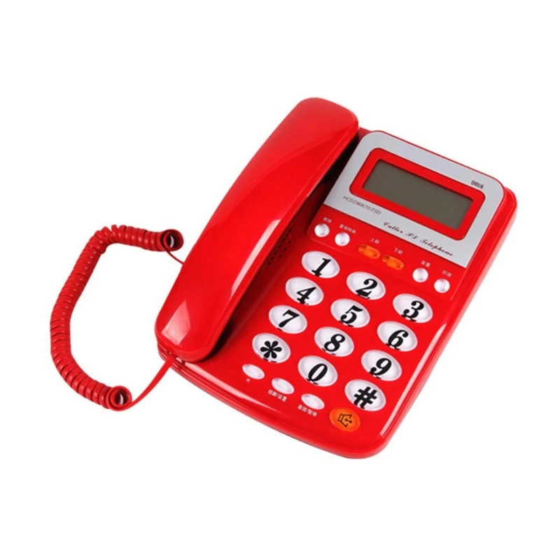 D016 Desktop Telephone for Business Caller Display Landline Phone with Handsfree Dialing Calculator Multiple Function