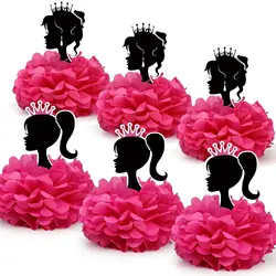 6Pcs Pink Princess Girl Desktop Honeycomb Ornaments for Let's Go Party Theme Birthday Baby Shower Wedding Party Decoration