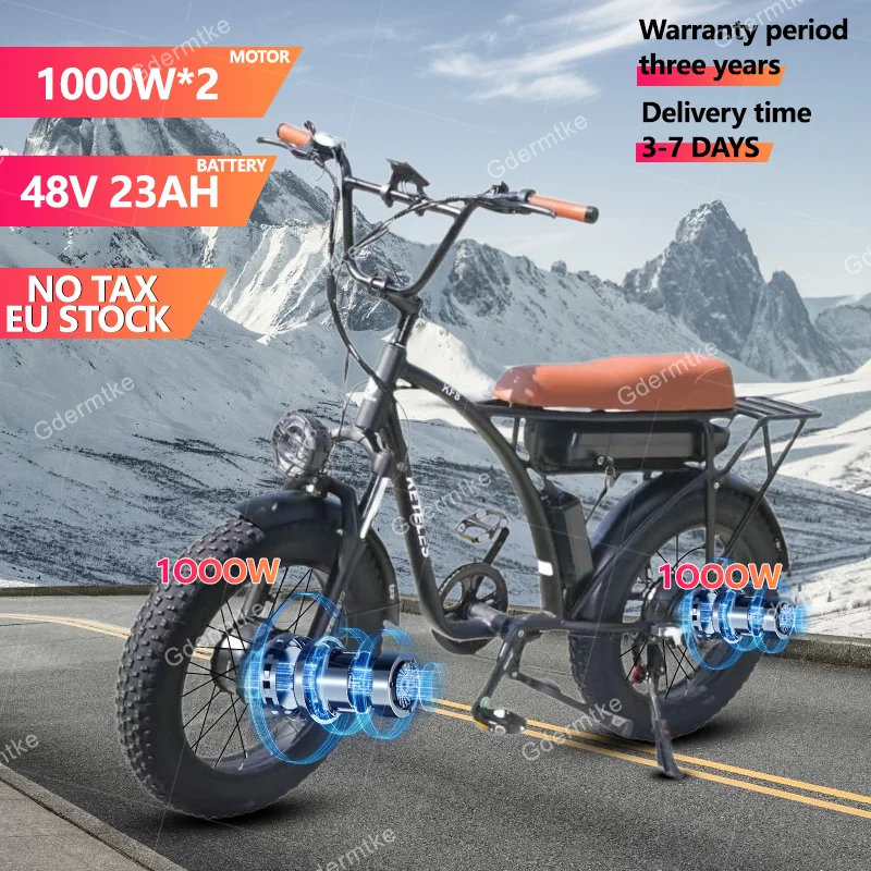 KF8 Hydraulic Brake Electric Bicycle 2000W Dual Motor 48V23AH Battery Off-Road Motorcycle E Bike 20 Inch Fat Tire Electric Bike