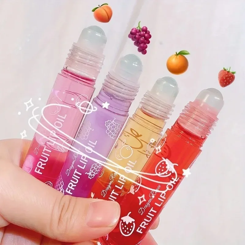 Balsamo per labbra roll-on alla frutta fresca Trucco idratante Uva trasparente Olio per labbra trasparente Rossetto idratante a lunga durata Cosmetici lucidi