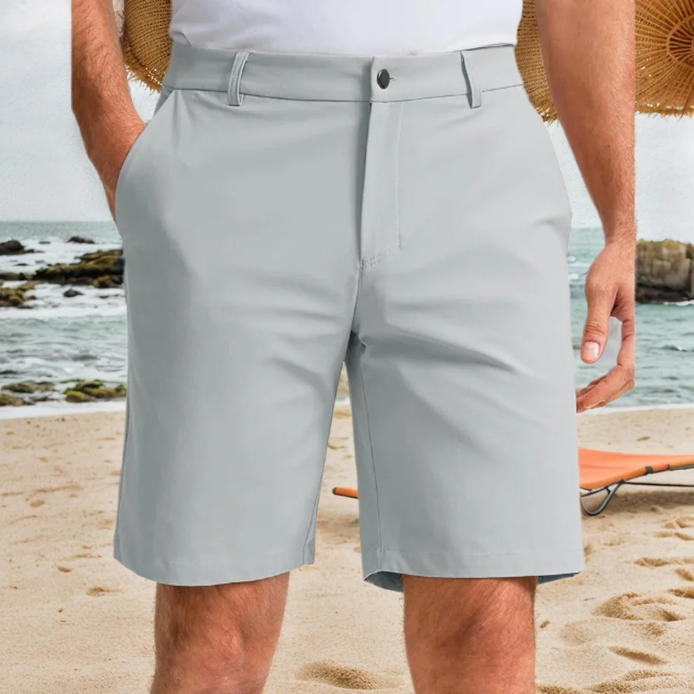 

Men's Solid Color Business Casual Shorts Summer Outdoor Loose Sports Golf Shorts Quick Dry Five Quarter Pants