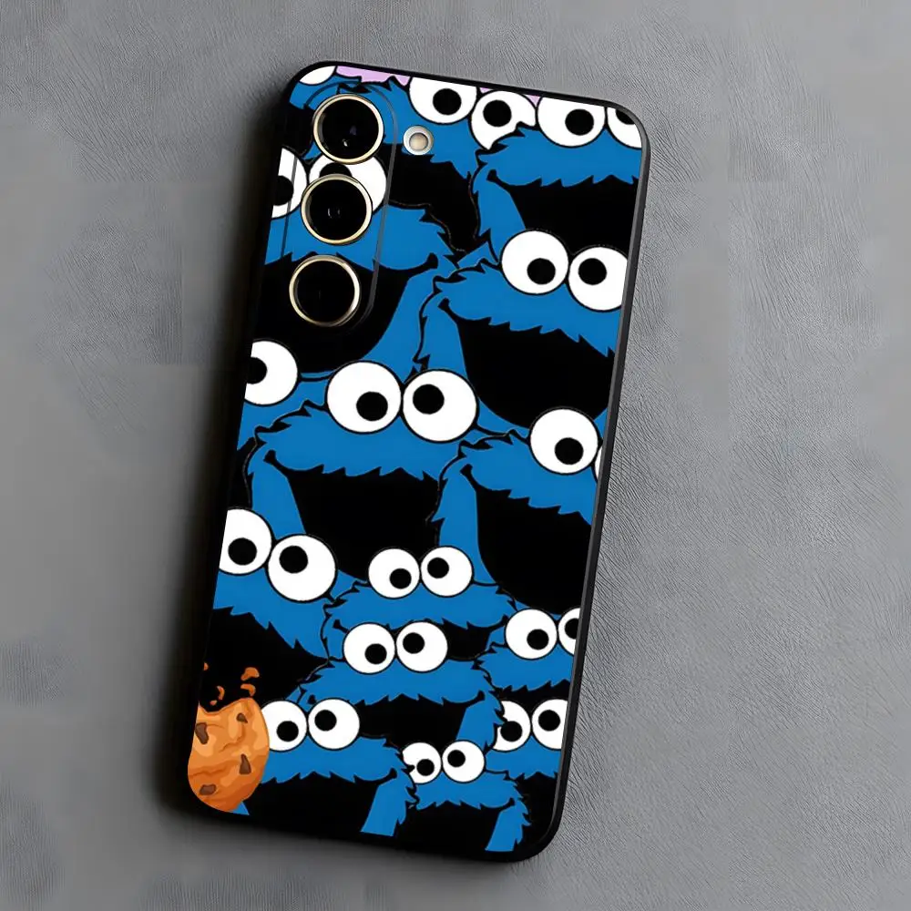 S-Sesame Streets Cartoon Phone Case for Samsung A16 A26 A36 A56 A15 A25 A35 A55 A34 A24 A54 A23 A53Black soft shell