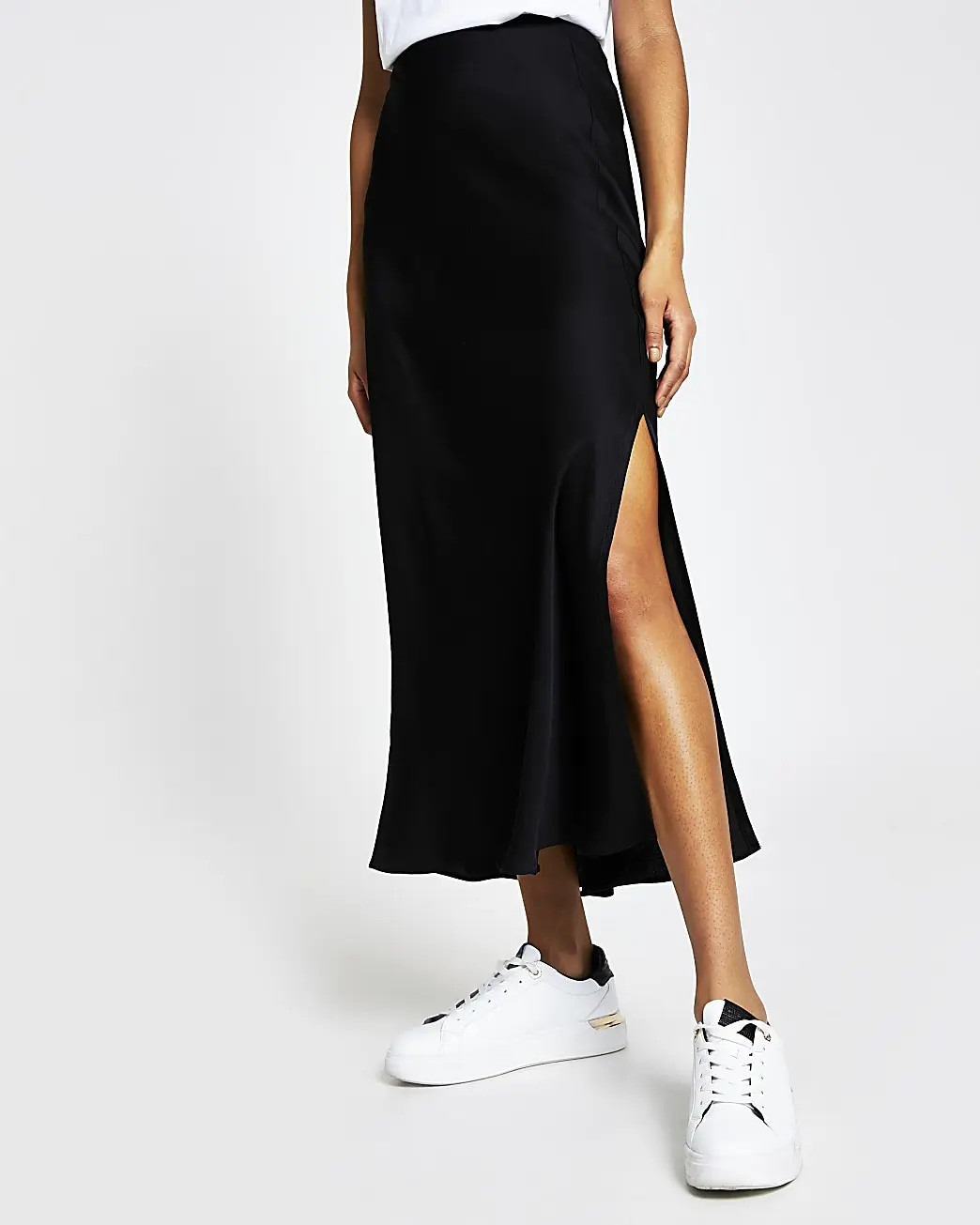 Lange satijnen rokken voor dames zomerkleding elegante zijden rokken sexy effen hoge taille rokken elegante midi rokken dames zijsplit