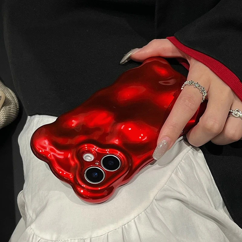Modische rote Wellen-Wasserwellen-TPU-Handyhülle für iPhone Air 11 12 13 14 16 17 18 Pro Max 15 Plus, stoßfeste Silikon-Rückseite – Detail 8