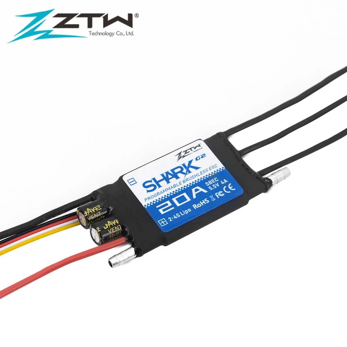 ZTW 32-Bit ESC Shark G2 20A 30A 40A 50A 60A 80A 100A SBEC 5V/6V 8A Brushless Speed Controller for RC Boat Underwater Thruster