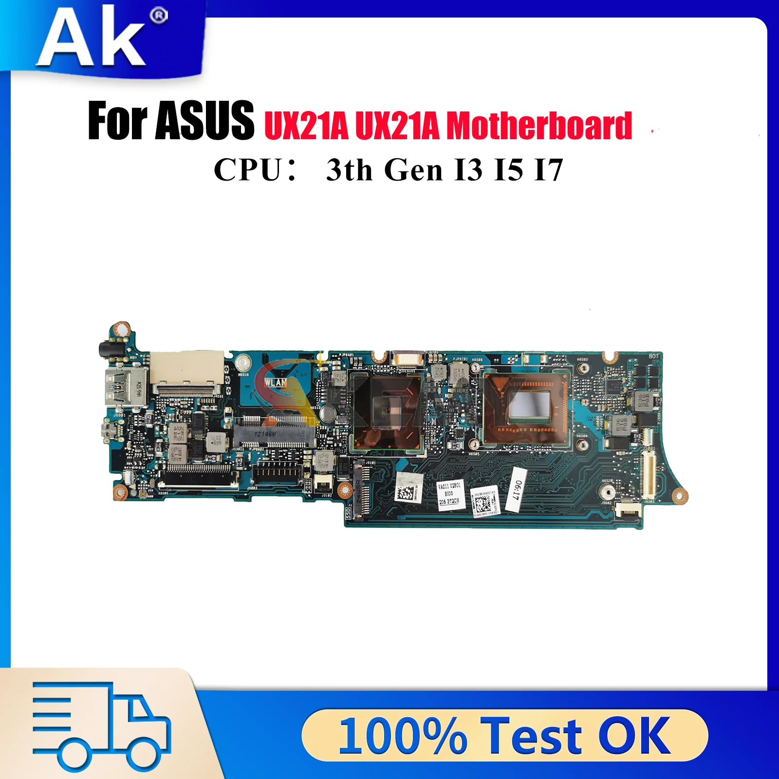 

UX21A Laptop Motherboard For ASUS ZenBook UX21A UX21A Notebook Mainboard With CPU 100% tests OK fast shipping High quality