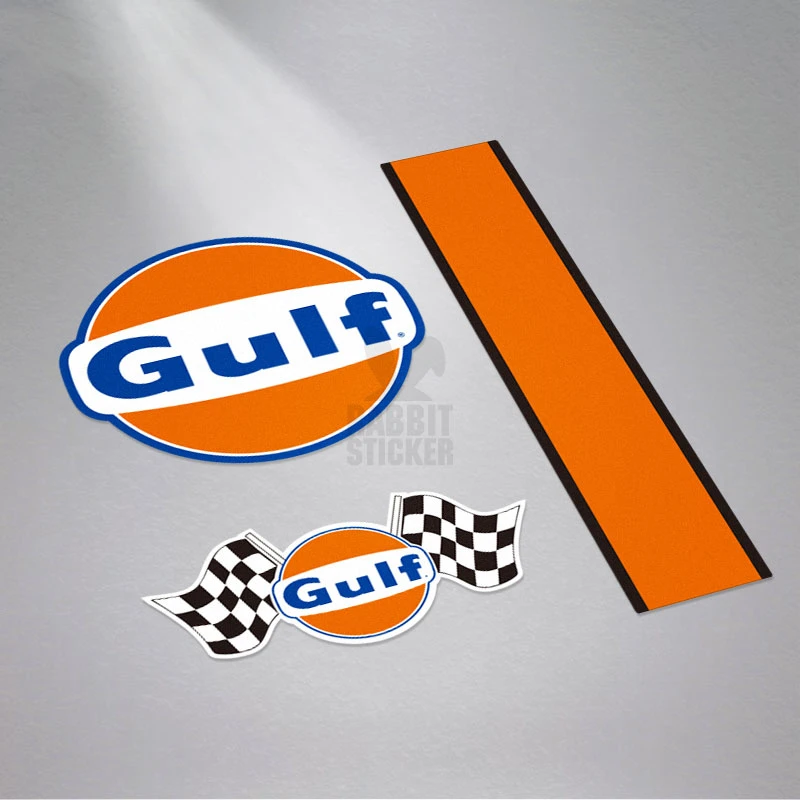 Car Sticker Decal for Gas station sponsor Gulf Oil Retro Motorcycle Body Fuel Tank Tape Graphics Auto Truck Window Tail Decals