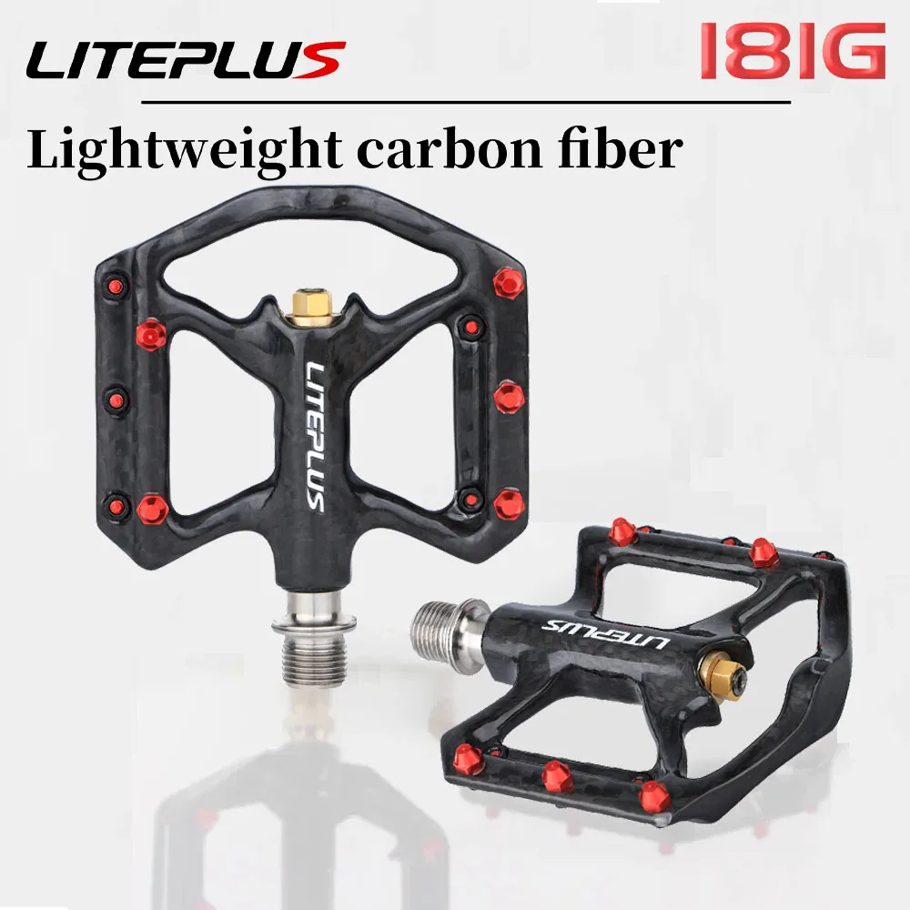 

Mtb bicycle pedals Liteplus Carbon Fiber Ultralight Surface Non-Slip Titanium Sealed Bearings for Folding Mountain Bike Footrest