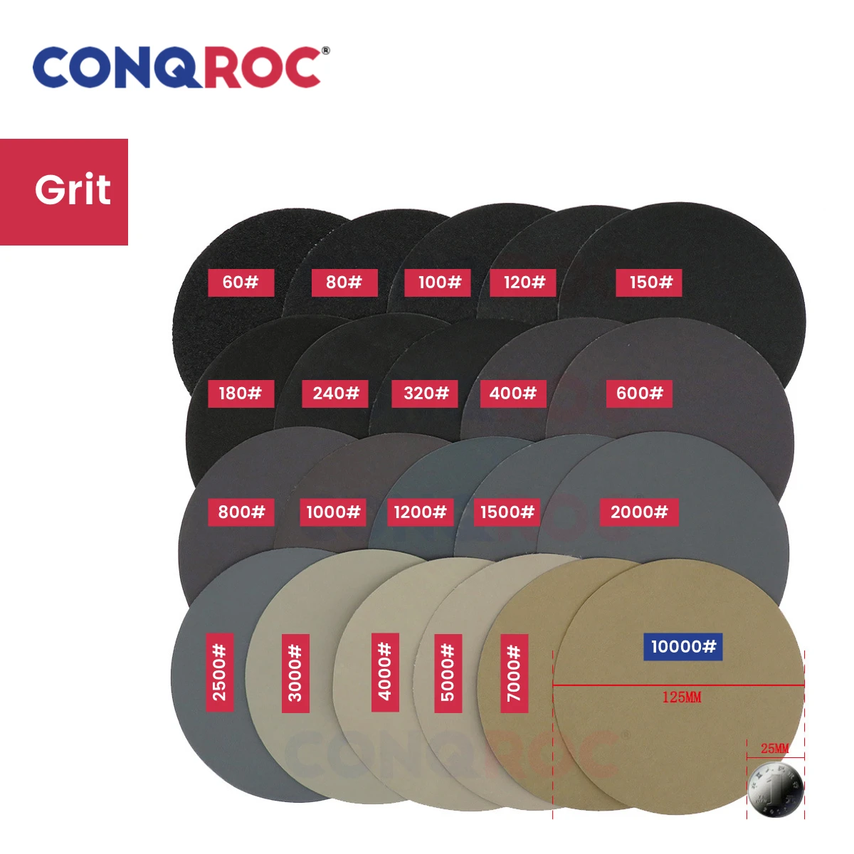 100 Pieces 5-Inch 125mm Sanding Discs Silicon Carbide Waterproof Sandpapers for Wet and Dry Sanding Hook and Loop Grit 60~5000