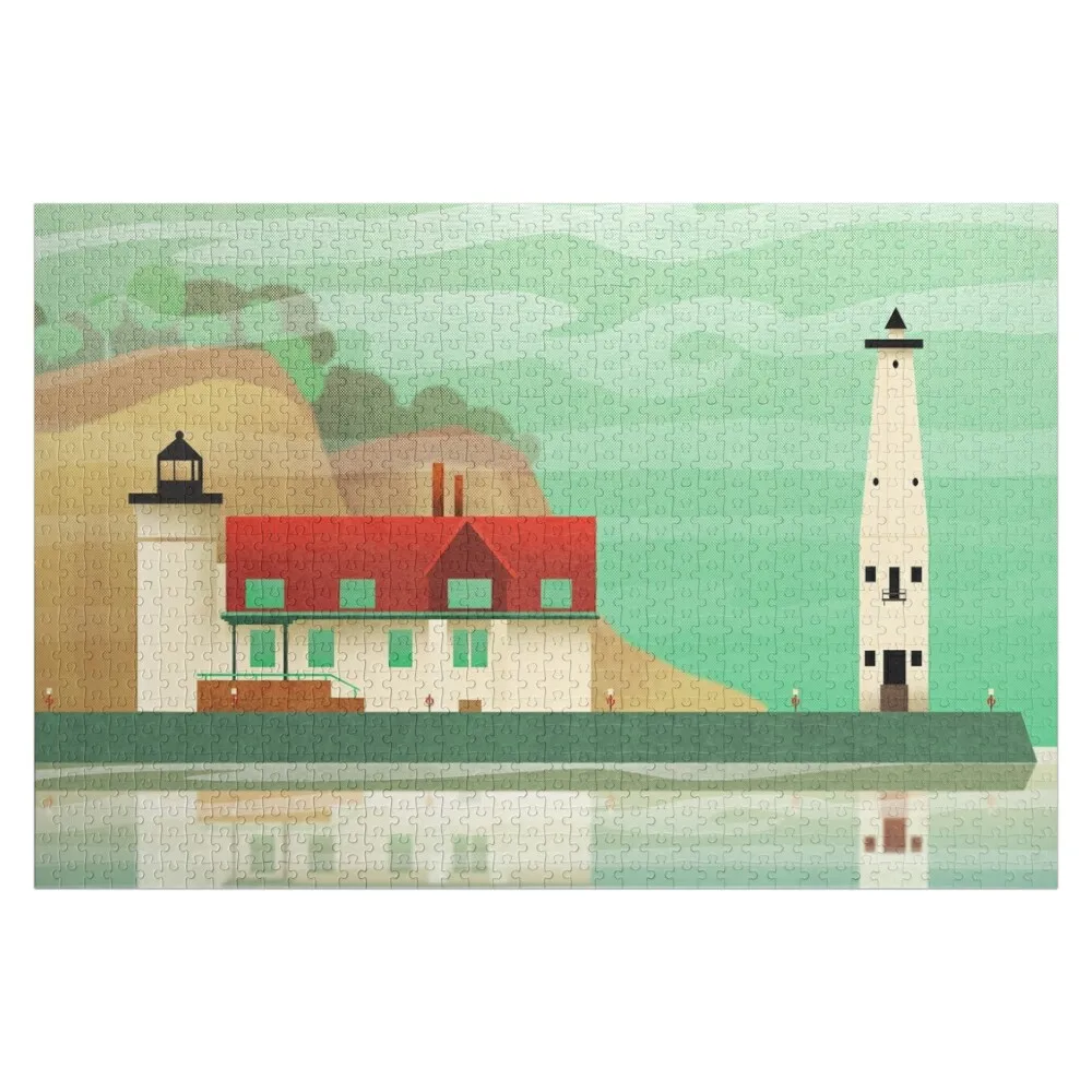 

Пазл Frankfort & Point Betsie Lighthouses, персонализированный подарок для фото, индивидуальное фото, индивидуальное деревянное имя, персонализированный пазл
