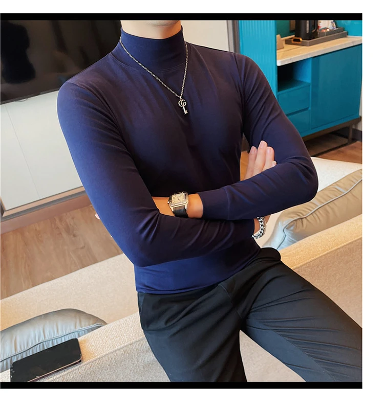 2026 Herren Thermounterwäsche Rollkragen-Hemd mit Revers, dünnes Modal-Herbst- und Winter-Langarm-Unterhemd, einlagiges Slim-Fit-Oberteil – Detail 15