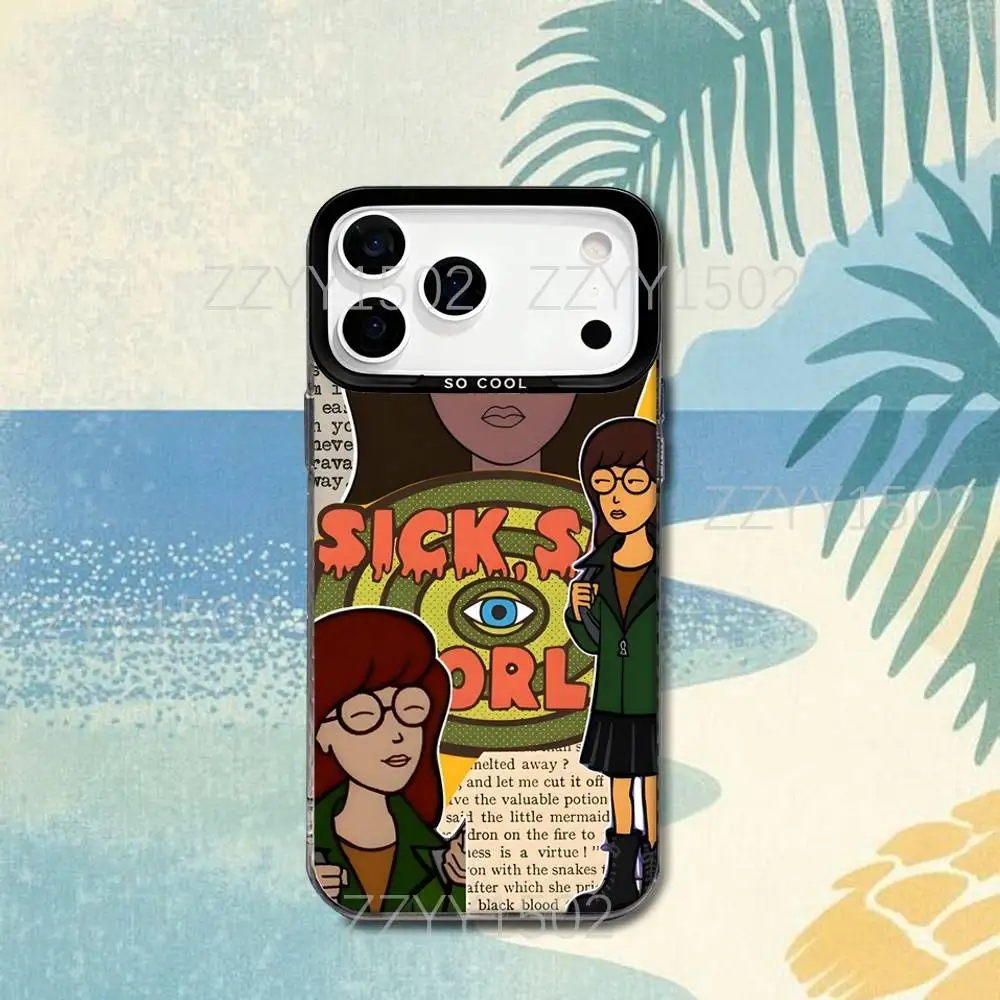Etui na telefon Cartoon D-Daria do iPhone'a 17, 16, 15, 14, 13, 12, X, 8, Pro, Max, Plus, SE4, Air, Mini HD Black IMD Matte