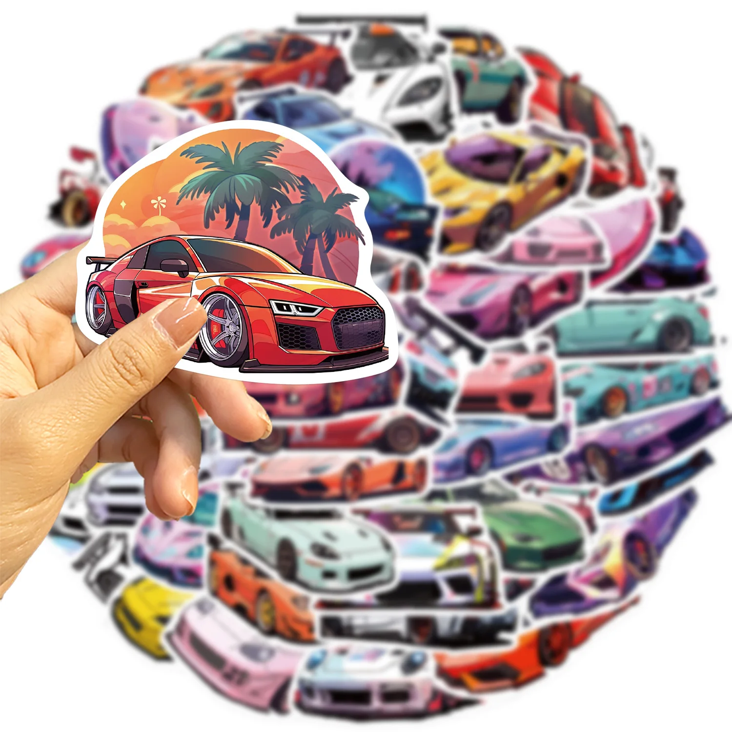

50PCS Sports Car Stickers Cool Car Graffiti Stickers Children's Toys Suitcase Fridge Laptop Guitar Car Bike Skateboard Decals