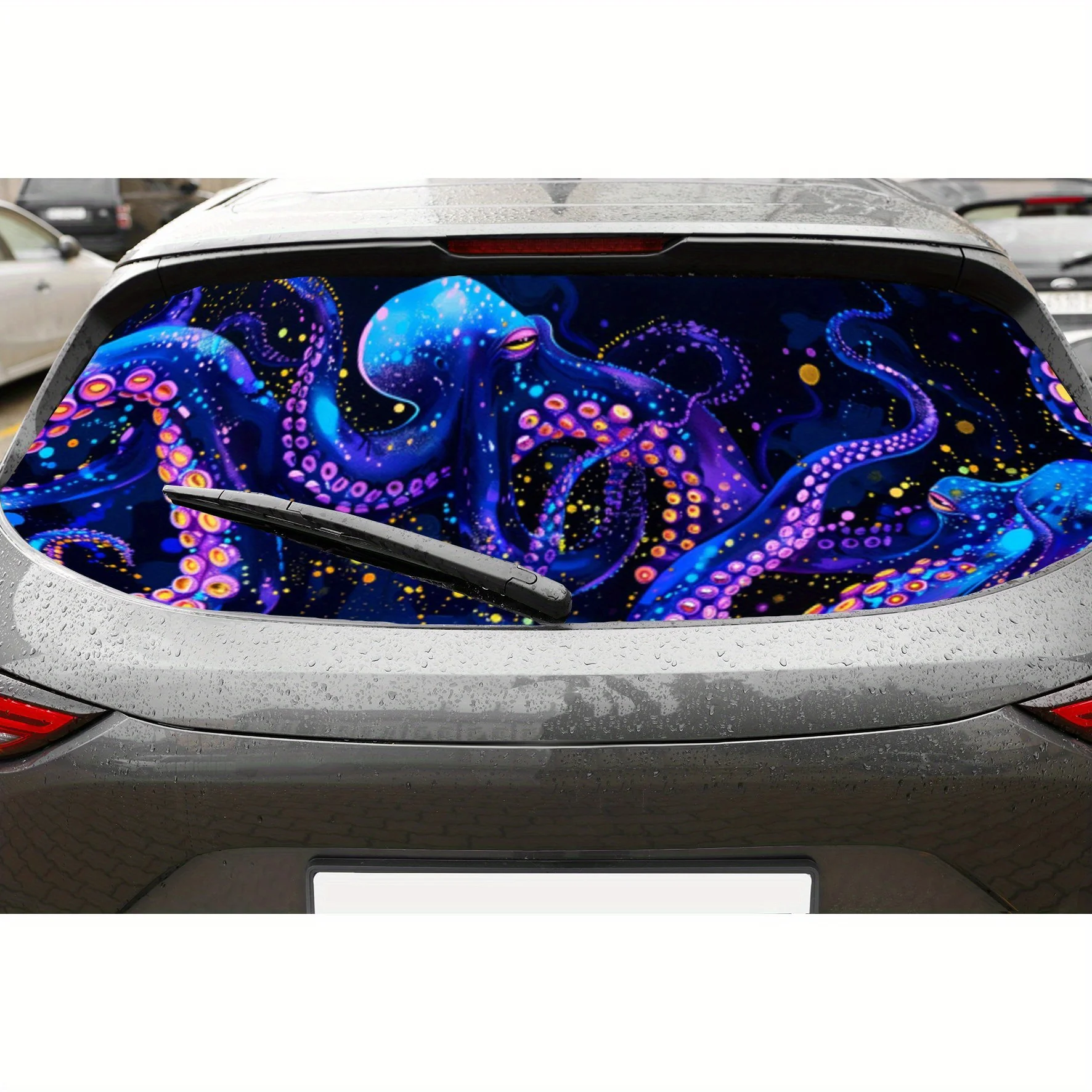 

Glowing Octopus in Dark Space Car Rear Window Vinyl Wraps, Waterproof Self-adhesive Car Vinyl Wraps, Surface Protection, Persona