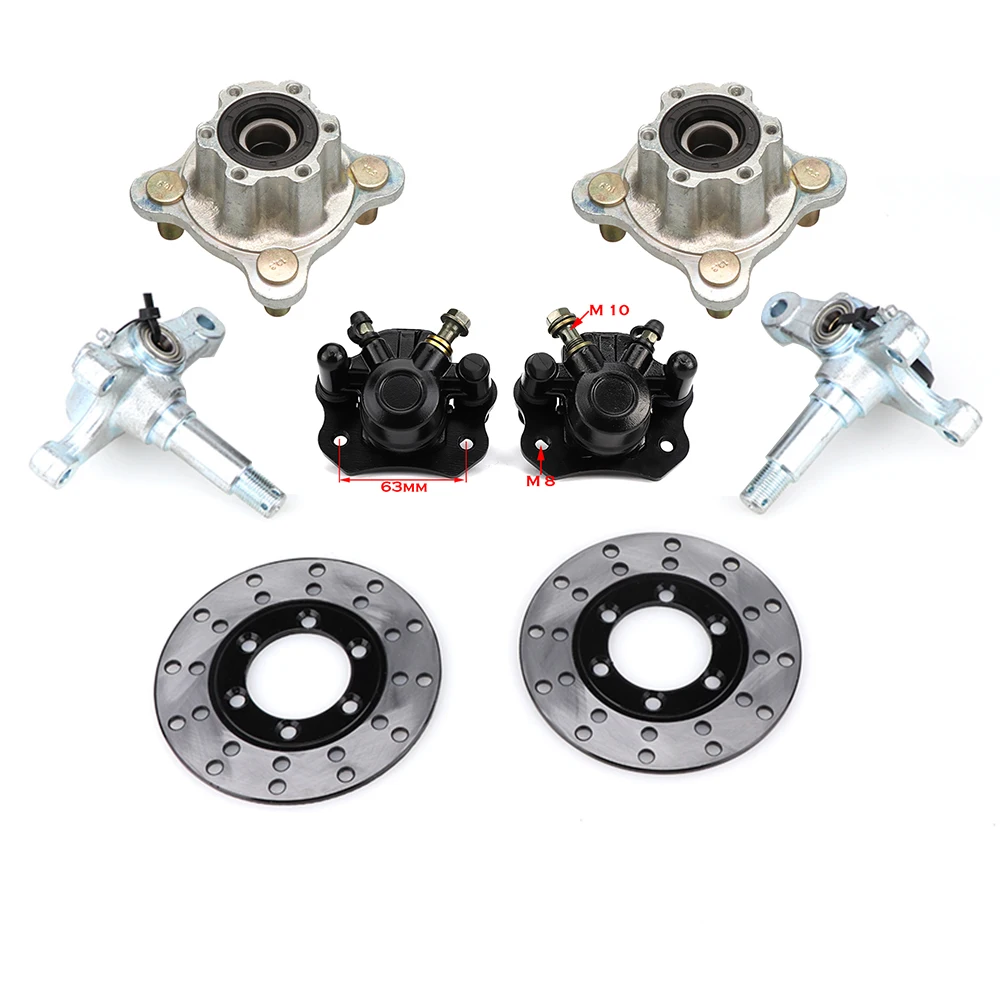

1SET Steering Strut Knuckle Spindles with 100mm M14*4 STUD Brake Caliper 130mm Disc wheel Hubs Fit For Buggy Go Kart Quad Bike