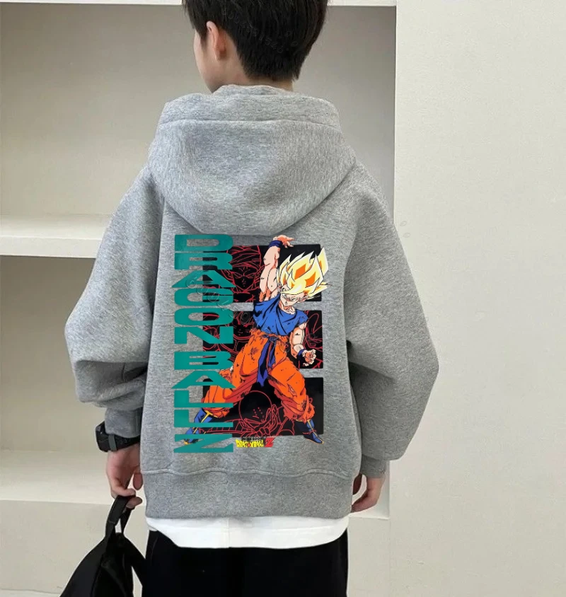 Sudadera con Capucha Cómoda para Niños de Dragon Ball, Estilo Retro Otoño/Invierno - Sudadera Cálida de Gran Tamaño con Diseño de Goku