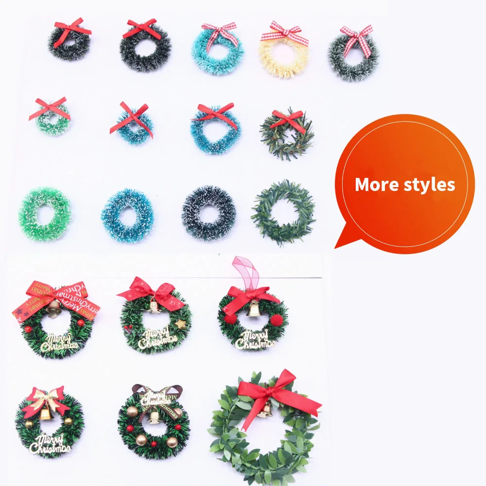 9styles Dollhouse Miniature Christmas Wreath Mini Hanging Xmas Miniature House Wreath For Dollhouse Accessories Decoration