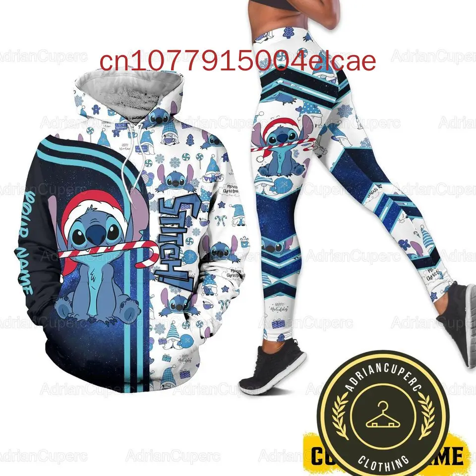 Christmas Stitch 3D Hoodies Women Hoodies Set Disney Yoga Pants Sweatpants Women Disney Yoga Hoodies Leggings Fashion Sportswear