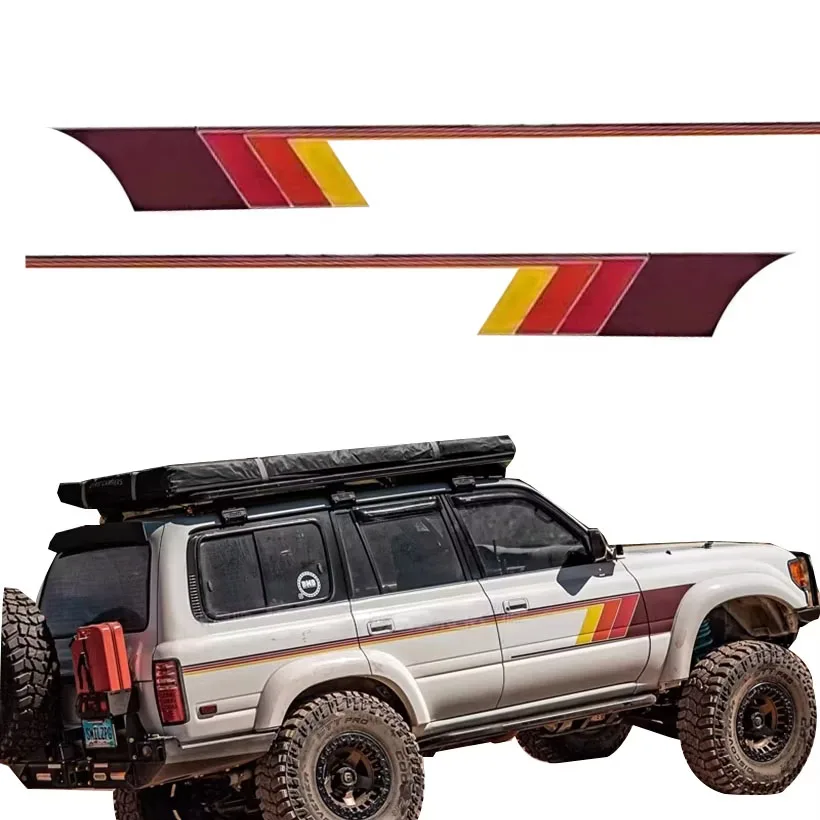 

Пара внешних внедорожных автомобилей, наклейки на кузов, линия талии, наклейки, виниловый графический комплект, аксессуары для Toyota Land Cruiser LC80