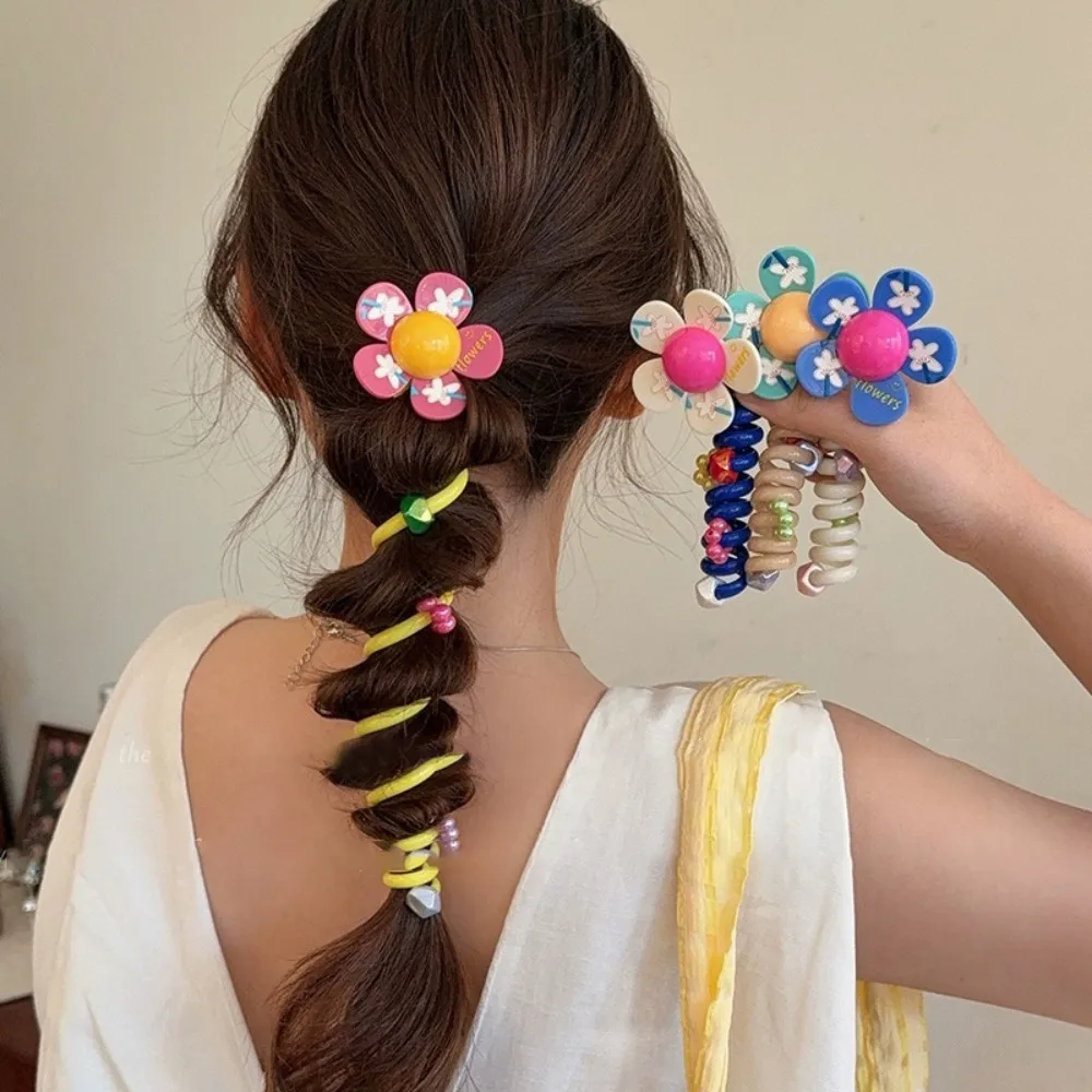 

Super Fairy Forest Style Flower Telephone Line Ponytail Hair Rope Sweet Girls Student High Value Hair Ties