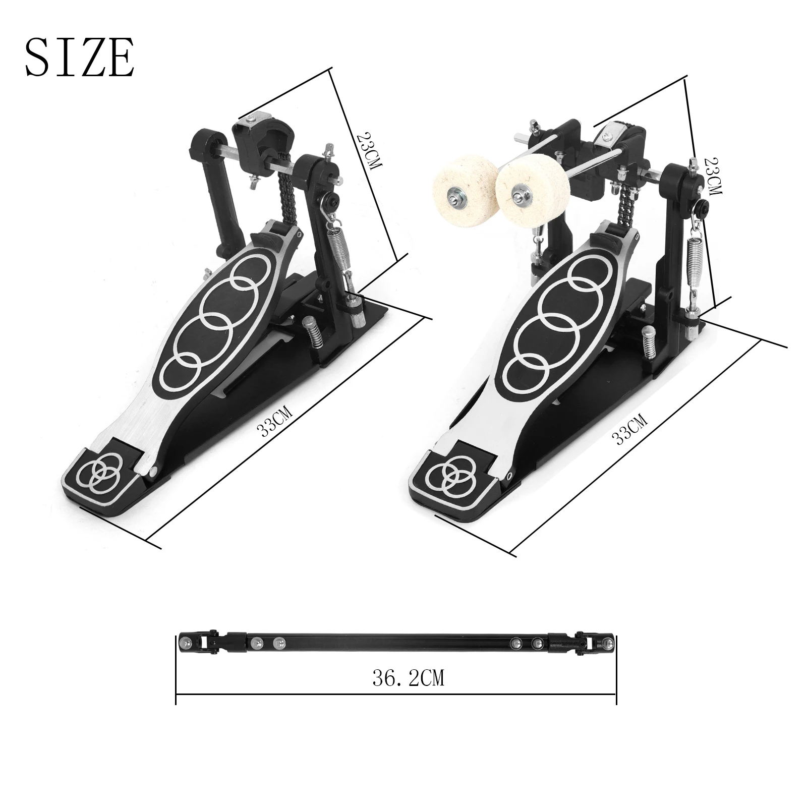 Astonvilla Double Drum Pedal Double Chain Zinc Aluminum Foot Drum Step Percussion Instrument Accessories for Drum Performance