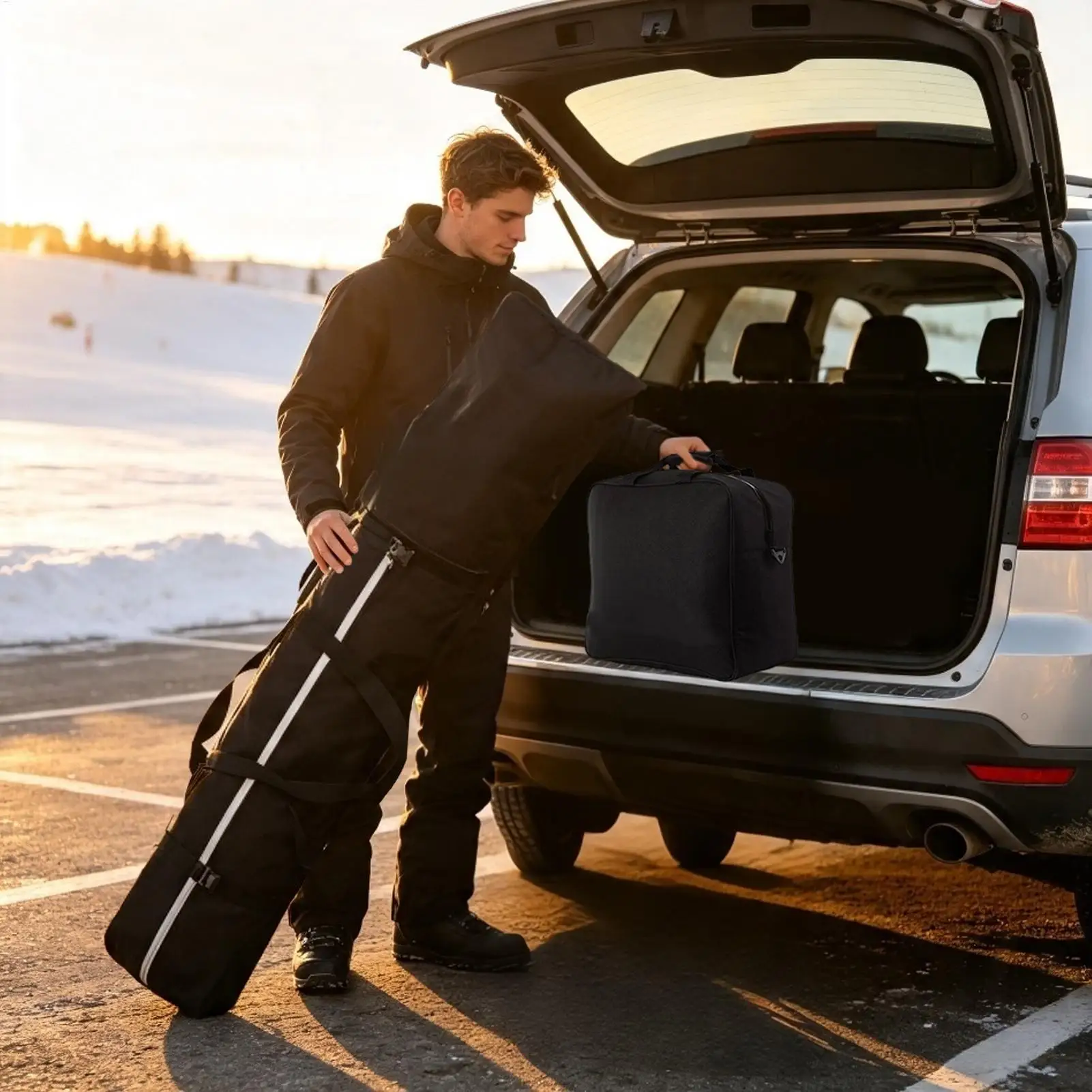 Ski Bag Waterproof Oxford Cloth Travel Padded Interior Pouch Skiing Bag For Damage Valuables Cushioning Boot Adults Teens