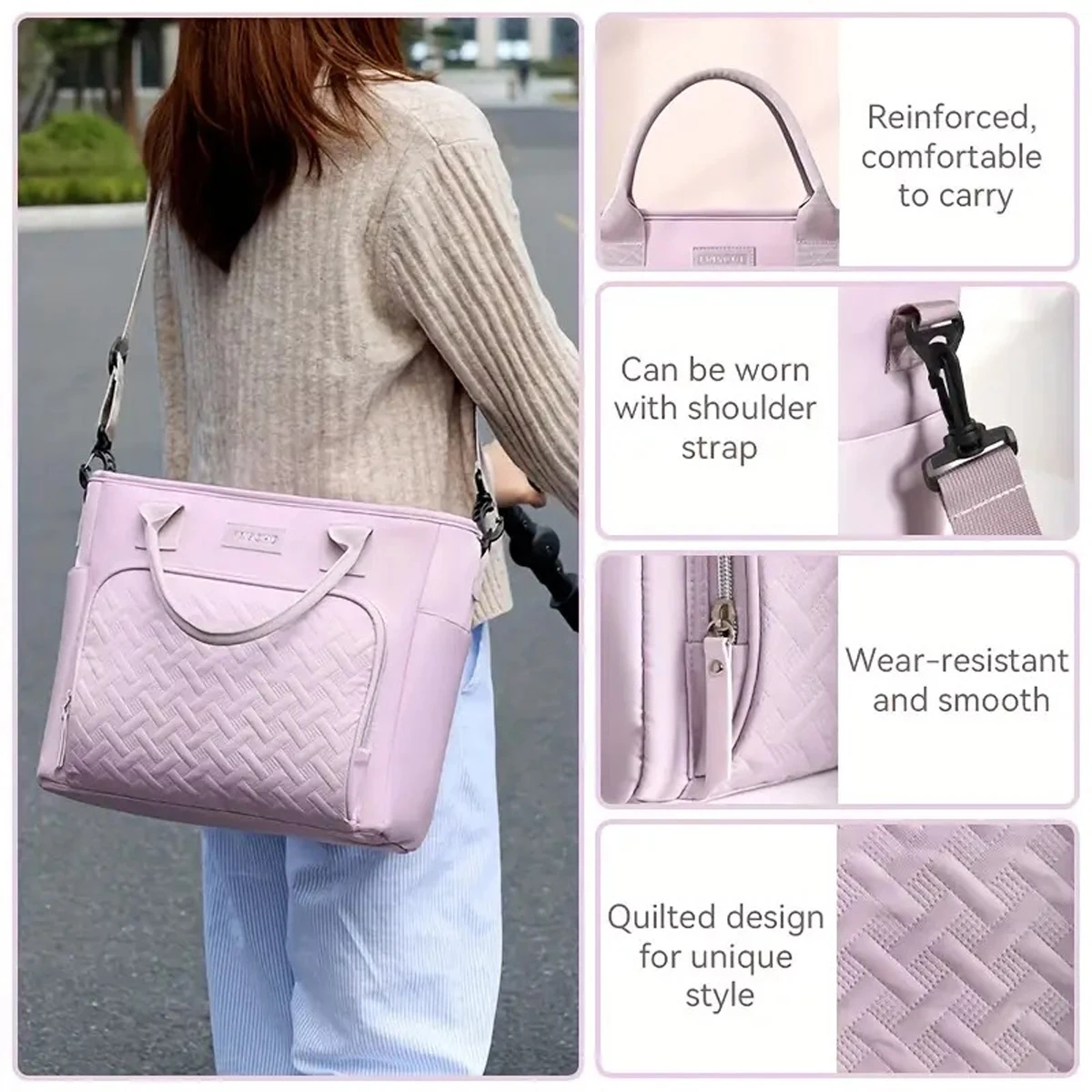 Große Isolierte Lunch-Tasche, Kühltasche, Handwaschbar, Langlebige Polyester-Lunchbox mit Gepolstertem Schultergurt für Arbeit, Schule, Picknicks – Detail 4