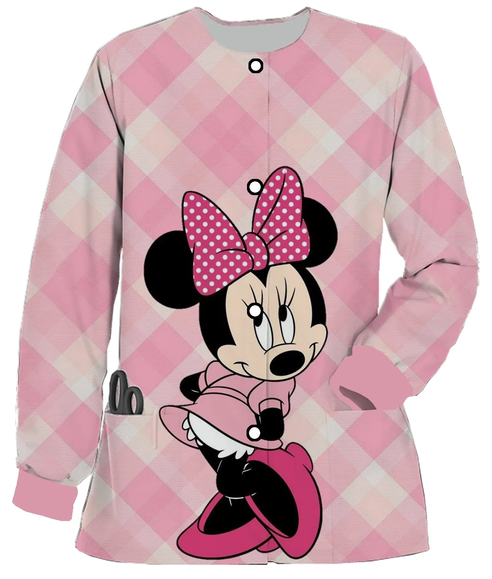 

Disney Christmas Series Pediatric Dental Nursing Work Clothes Mickey and Minnie Print Spring and Autumn Ladies Tops