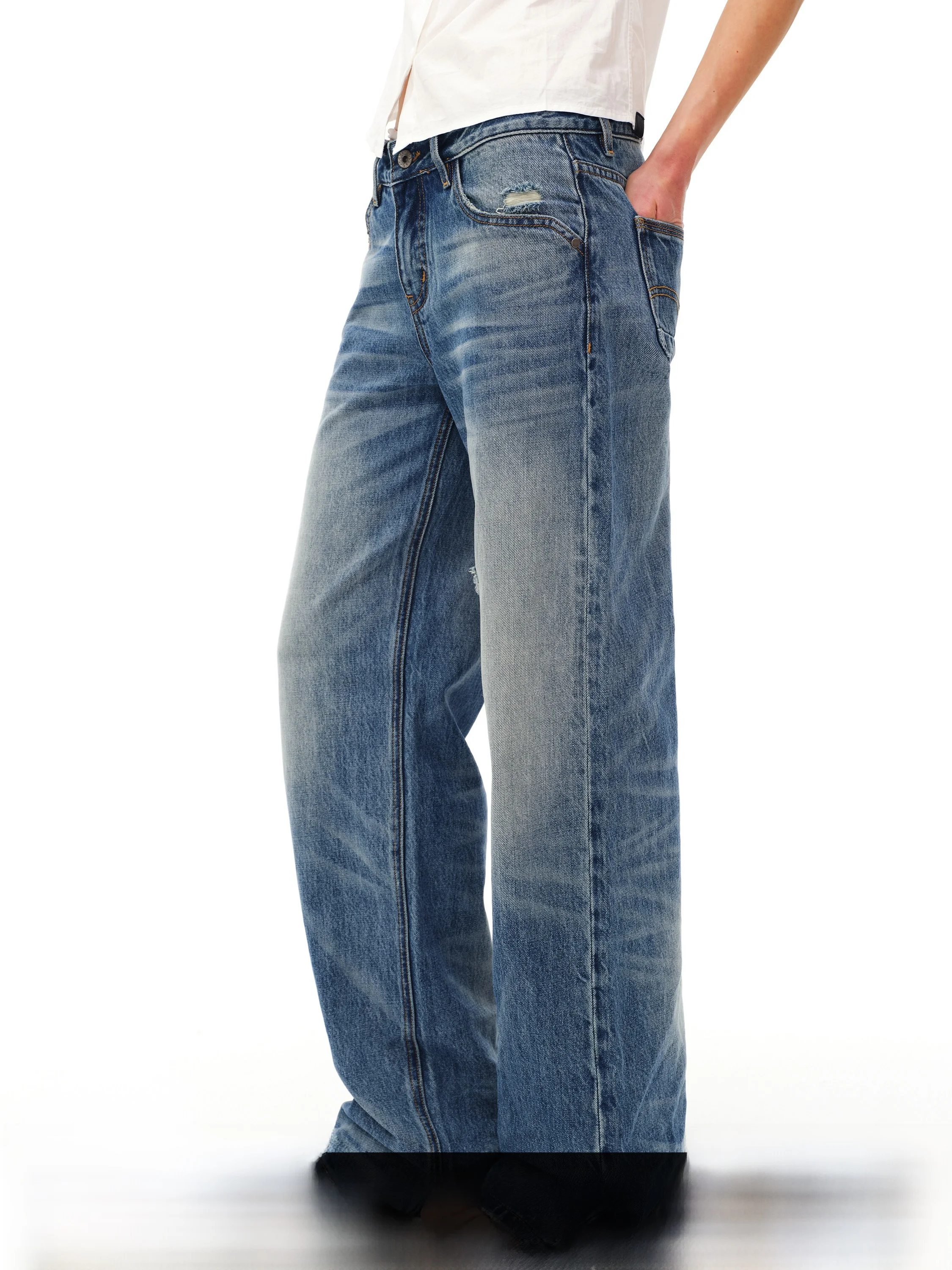 

Ретро джинсы с низкой посадкой, широкими штанинами и прямым кроем, осенне-зимние, новые, свободного кроя, из денима, для женщин