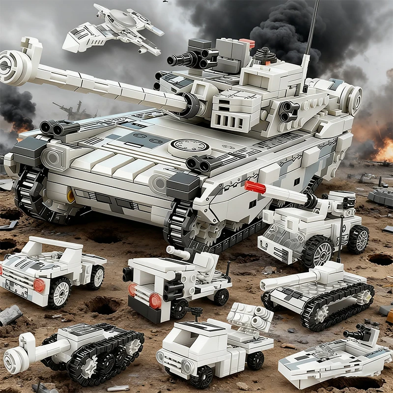 

8 in 1 Tank Building Blocks Kit Military Airplane Armored Vehicle Model Set DIY Construction Toys for Kids Holiday Gift