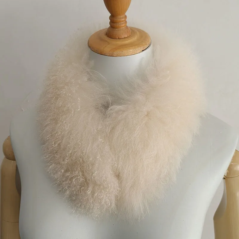 2026 Winter Real Wool Fur Scarf Women Curle Fur Thick Warm Short Genuine Fur Scarves