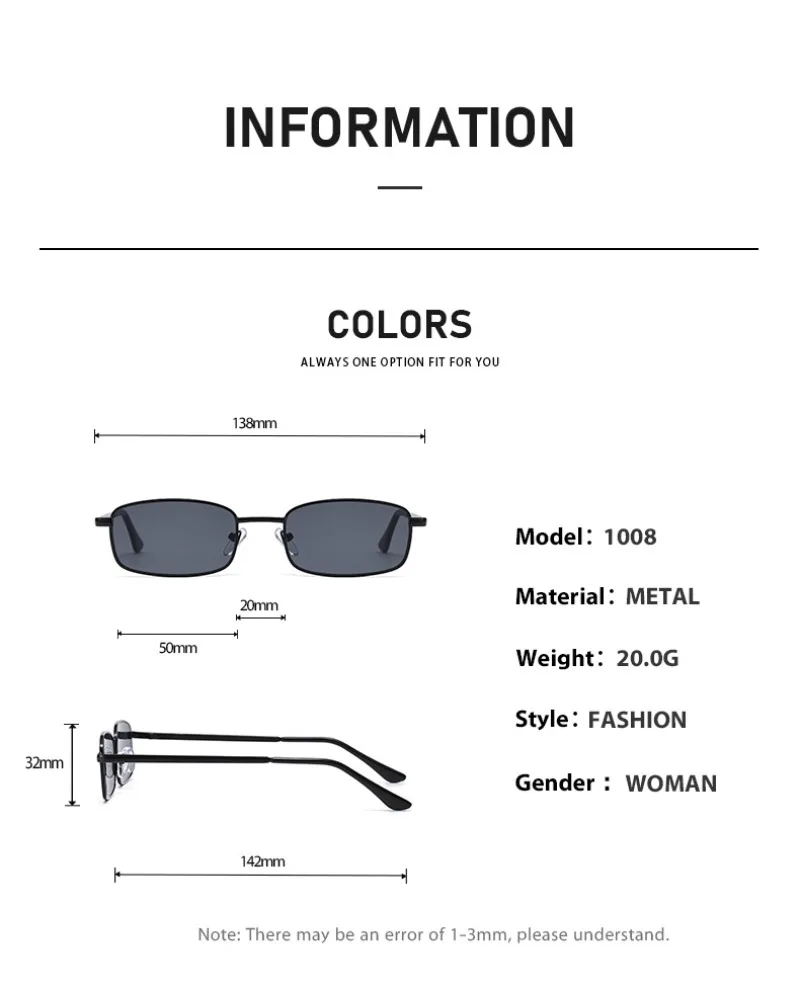 Fashion Punk Sunglasses Women Men Square Party Sunglass Classic Vintage Goggle UV400 Beach Travel Outdoor Shades Men Women gallery 4