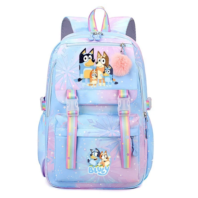 Anime Bingo Dog Bluey nueva mochila arcoíris para estudiantes de primaria y secundaria mochila informal de moda de gran capacidad