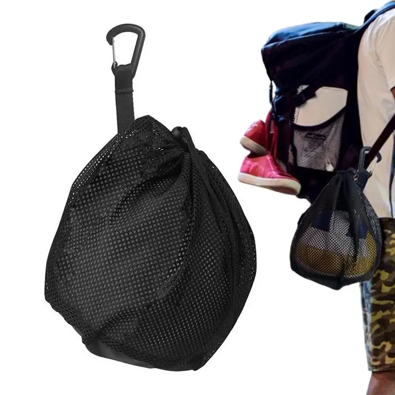 

Volleyball Ball Bag Drawstring Mesh Ball Carry Bag High Strength Portable Ball Net With Inner Pocket Multifunctional Sling Back