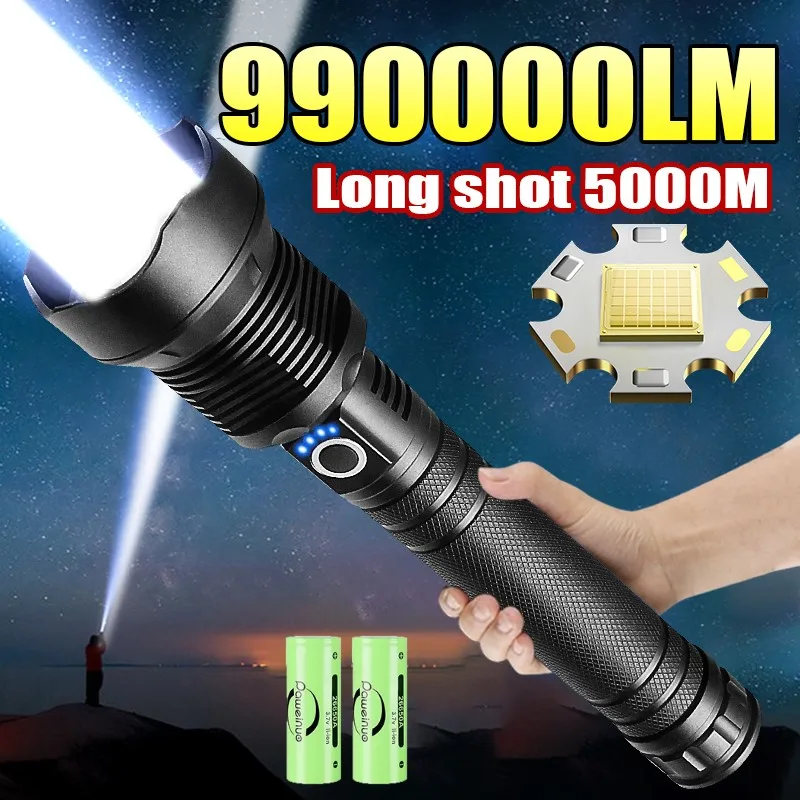 XHP360 Led Flashlight 18650 Rechargeable USB Torch Light Powerful Tactical Flash Light Zoom Hunting Lantern Waterproof Hand Lamp