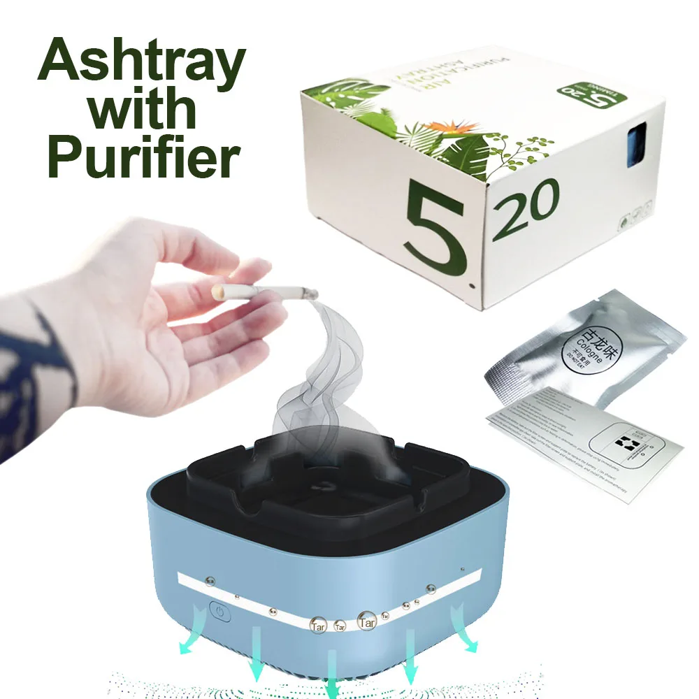 Anion Ashtray with Air Purifier Smoke Desk Filter Air Purge Negative Ion Cigarettes Ash Tray Organizer Anti Second-Hand Smoke 