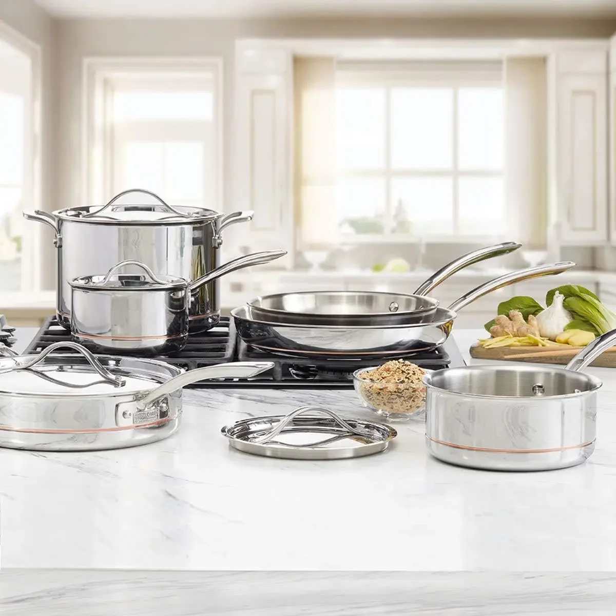 Kirkland Signature COS1119338 Cooking & Dining›Cookware Pot & Pan Sets, Stainless Steel